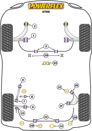Rear Subframe Front Bush Powerflex Polyurethane Bush Road Series Toyota 86 / GT86 (2012 on) PFR69-821