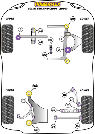 Upper Engine Mount Small Bush Powerflex Polyurethane Bush Road Series Volvo S60 AWD (2001 - 2009) PFF88-613