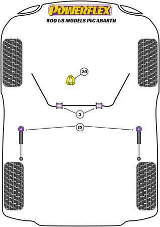 Zestaw śrub regulacji kąta pochylenia PowerAlign (10mm) Powerflex road+black Fiat 500 Models & 500 US Models inc Abarth (2007 on) PFA100-10