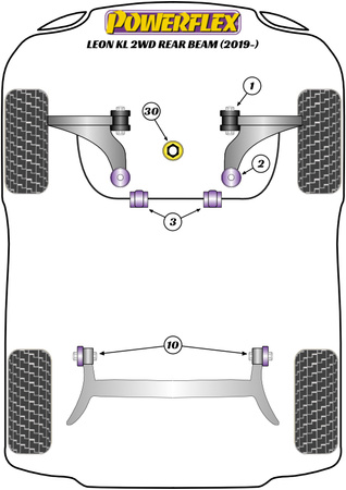 Front Lower Engine Mount Hybrid Bush (Large) - Road Powerflex Polyurethane Bush Road Series Seat Leon Models Leon Mk4 KL Incl. Cupra (2020 on) Leon KL Rear Beam PFF85-833