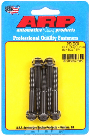ARP "1/4""-28 x 2.000 hex black oxide bolts" (5pcs)