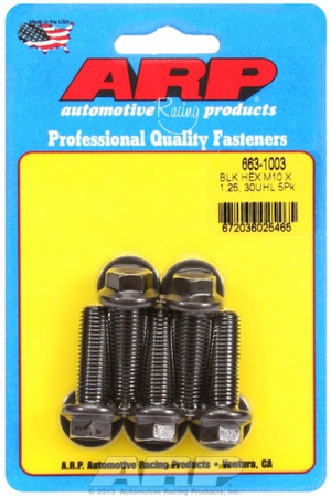 ARP M10 x 1.25 x 30 hex black oxide bolts (5pcs)
