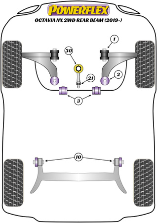 Első stabilizátor persely 24mm Powerflex poliuretán szilent Road Series Skoda Octavia Octavia Mk4 NX (2019 on) Octavia NX Rear Beam PFF85-803-24