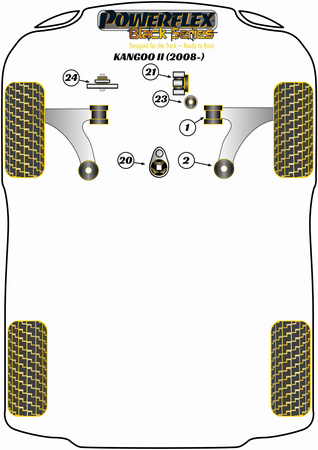 Unterer Einsatz des Motorlagers Powerflex Polyurethanbuchse Black Series Renault Kangoo Models Kangoo II (2008 - 2021) PFF60-920BLK