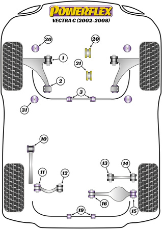 Galinės svirties priekinė įvorė Powerflex poliuretano įvorė Road Series Vauxhall / Opel Vectra C (2002-2008) PFR80-1210