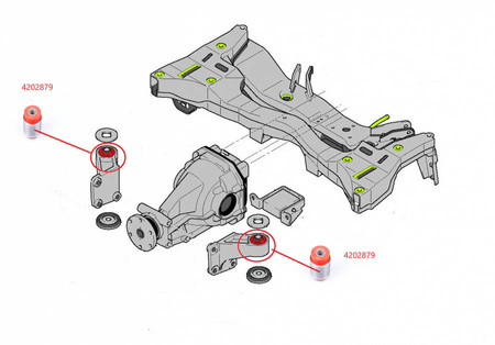 Galinio diferencialo įvorė, priekinė (laikikliui) - MPBS: 4202879 Mitsubishi Outlander I CU / ZE ZF,