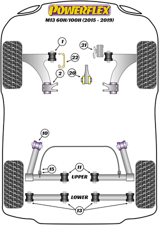 Lower Engine Mount Large Bush Powerflex Polyurethane Bush Road Series Zinoro M13 60H/100H (2015 - 2019) PFF5-1320