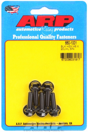 ARP M6 x 1.00 x 20 hex black oxide bolts (5pcs)