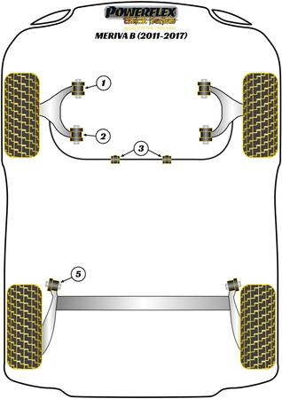 Querlenker Hinterrad Buchsen Powerflex Polyurethanbuchse Black Series Vauxhall / Opel MERIVA MODELS Meriva B (2011 - 2017) PFF80-802BLK