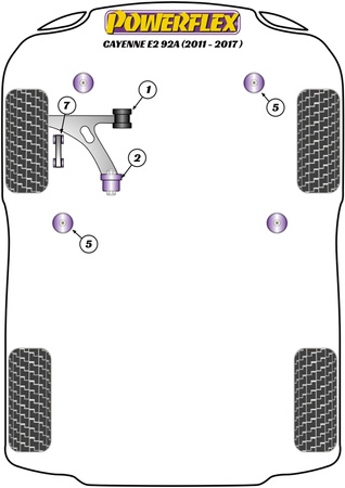 Elülső gördülésgátló lHUNőkar persely Powerflex poliuretán szilent Road Series Porsche Cayenne Models Cayenne E2 958/958.2 92A (2011 - 2017) PFF3-813