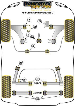 Upper Engine Mount Insert Kit Powerflex Polyurethane Bush Black Series Mini F54 Clubman Gen 2 (2015 - ON) PFF5-1321BLK
