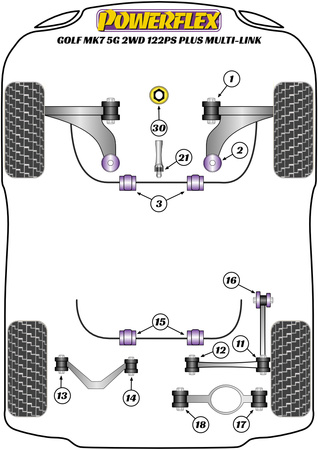 Tylna tuleja drążka stabilizatora 21.7mm Powerflex Road Series Volkswagen Golf & Golf MK7 5G (2012 - 2019)\Golf MK7 5G 2WD 122PS plus Multi-link (2012-2019) PFR85-815-21.7