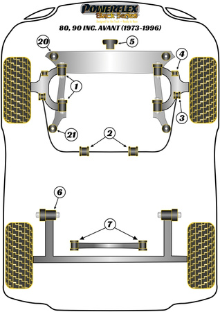 Tuleja przedniego łącznika stabilizatora, do wahacza 16mm Powerflex Black Series Audi 80 / 90 - inc S2/RS2 & Quattro (1976 - 2000) & 80, 90 inc Avant (1973 - 1996) PFF3-105BLK