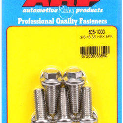 ARP "3/8""-16 x 1.000 hex 7/16 wrenching SS bolts" (5pcs)