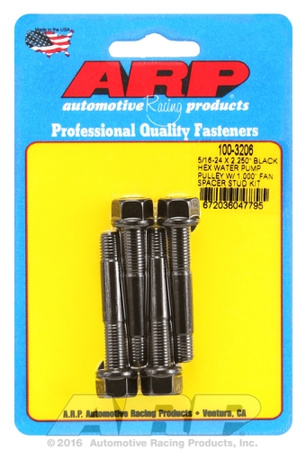 ARP 5/16-24x2.250 black hex WP pulley w/1.000" fan spcr stud