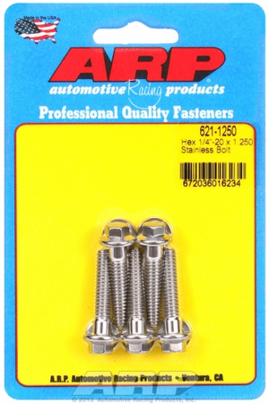 ARP "1/4""-20 x 1.250 hex SS bolts" (5pcs)