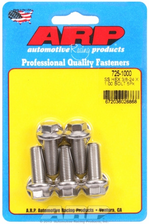ARP "3/8""-24 x 1.000 hex 7/16 wrenching SS bolts" (5pcs)