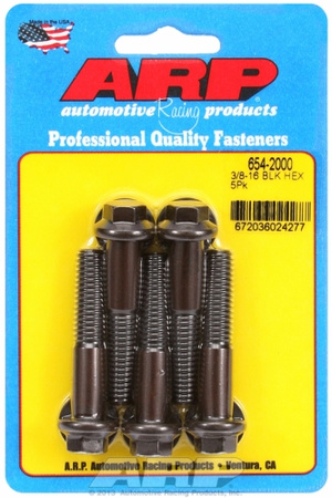 ARP "3/8""-16 x 2.000 hex 7/16 wrenching black oxide bolts"(5pcs