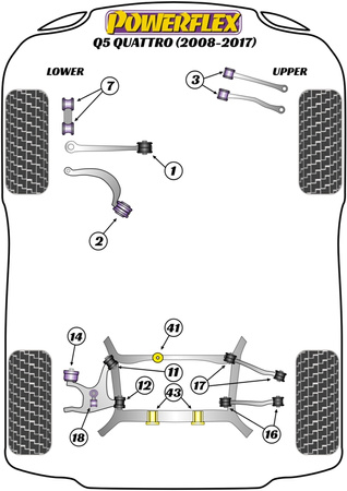 Vordere Stabilisator-Linkbuchse Powerflex Polyurethanbuchse Road Series Audi Q5 / SQ5 Q5 / SQ5 (2008-2017) Q5 Quattro (2008-2017) PFF3-213
