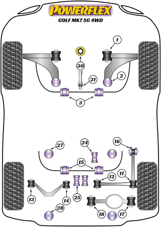 Stabilisatorbuchse vorne 23.2mm Powerflex Polyurethanbuchse Road Series Volkswagen Golf Golf MK7 5G (2012 - 2019) Golf MK7 5G 4WD inc R (2012-2019) PFF85-803-23.2