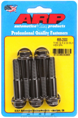 ARP "7/16""-14 X 2.000 hex 1/2 wrenching black oxide bolts" 5pcs
