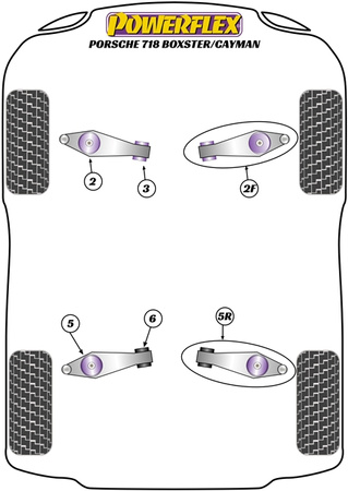 Bolt-On Jack Pad Adaptor Kit Powerflex Polyurethane Bush Road Series Porsche 982 (718) Boxster/Cayman (2016 on) PF57-561K