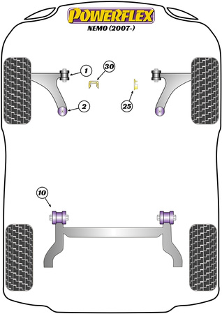 Felső sebességváltó rögzítő betét (dízel) Powerflex poliuretán szilent Road Series Citroen Nemo (2007-on) PFF1-1130R
