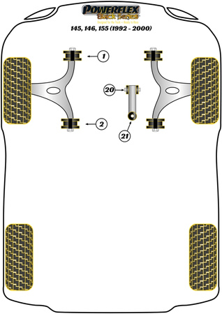 Tylna tuleja przedniego dolnego wahacza  Powerflex Black Series Alfa Romeo 145, 146, 155 (1992-2000) PFF1-802BLK