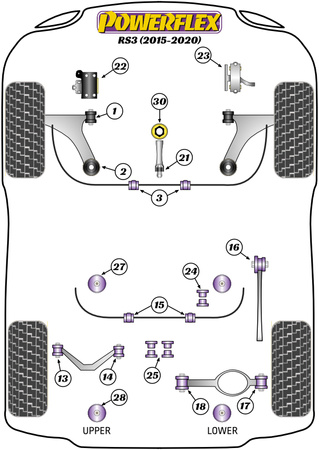 Mała tuleja dolnego mocowania skrzyni biegów Powerflex Road Series Audi A3 / S3 / RS3 & A3 / S3 / RS3 8V (2013 - 2020)\RS3 MK3 8V (2015 - 2020) PFF3-1321