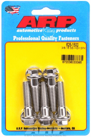 ARP "3/8""-16 x 1.500 hex 7/16 wrenching SS bolts" (5pcs)