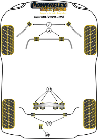 Przednia tuleja mocowania tylnego dyferencjału Powerflex Black Series BMW 3 Series & G20, G21, G28, G80 (2018 on)\G80 M3 (2020 on) PFR5-4024BLK