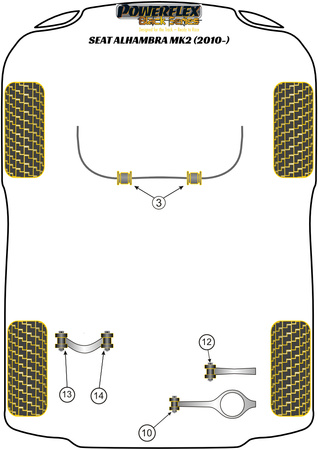 Hátsó alsó rugós rögzítés belső Powerflex poliuretán szilent Black Series Seat Alhambra Models Alhambra MK2 (2010 - ON) PFR85-510BLK