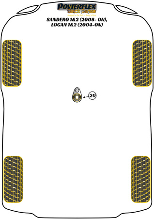 Lower Engine Mount Insert Powerflex Polyurethane Bush Black Series Dacia Sandero I & II inc Stepway (2008 - ON) PFF60-920BLK