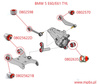 Zestaw tulei tylnego zawieszenia - MPBS: 0802703 BMW 5 E60 / E61, 6 E63 E64,