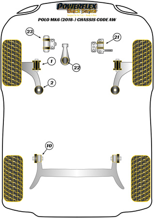 Front Wishbone Front Bush 30mm Camber Adjustable  Powerflex Polyurethane Bush Black Series Volkswagen Polo Polo MK6 AW Inc. GTI (2018 - ) PFF85-201GBLK