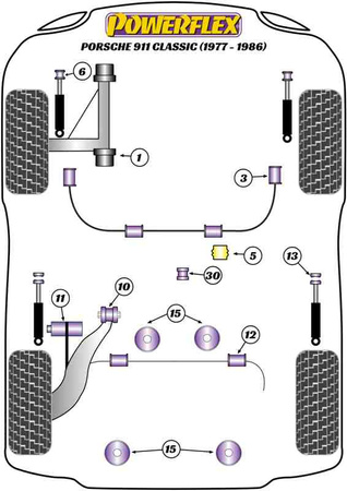 Stabilisatorbuchse vorne 22mm Powerflex Polyurethanbuchse Road Series Porsche 911 Classic (1977 - 1986) PFF57-403-22