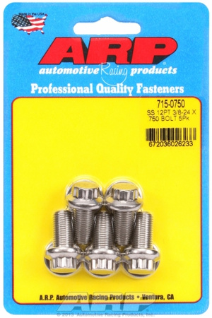 ARP "3/8""-24 x .750 12pt 7/16 wrenching SS bolts" (5pcs)