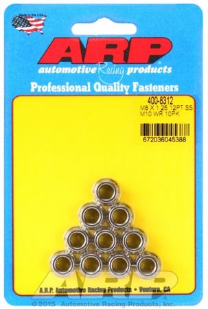 ARP M8 X 1.25 (M10 wr) SS 12pt nut kit
