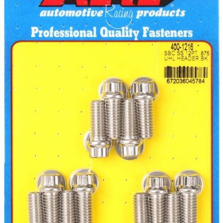 Header Bolt Kits ARP 400-1216 ARP SB Chevy SS 12pt .875 UHL header bolt kit Chevrolet Small Block
