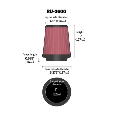 K&N univerzális kúpos szűrő - RU-3600