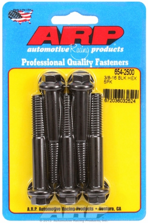 ARP "3/8""-16 x 2.500 hex 7/16 wrenching black oxide bolts"(5pcs