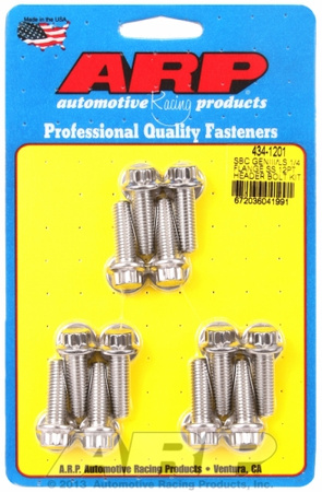 Zestaw śrub głowicy cylindrów ARP 434-1201 SBC GENIII/LS 1/4 FLANGE SS 12PT HEADER BOLT KIT Chevrolet LS Gen III IV