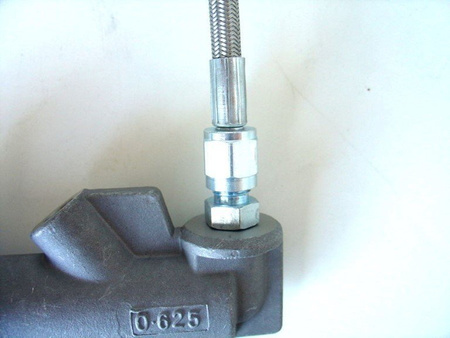 OBP Stainless Steel Braided Reservoir Feed Pipe (310mm Length, 7/16 UNF female each end, 7/16 UNF male fitting)