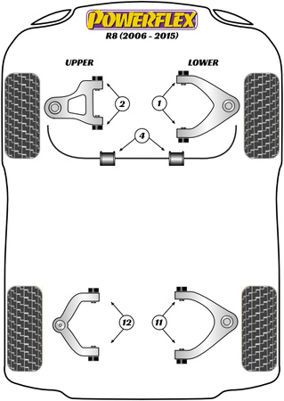 Front Anti Roll Bar Bush 31.5mm Powerflex Polyurethane Bush Road Series Audi R8 Type 42 (2007 - 2015) PFF3-204-31.5