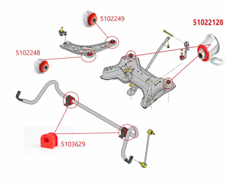 Vordere Stabilisatorbuchse MPBS: 5103629 Fiat Talento, Nissan NV300, Primastar, Opel Vivaro A, Renault Traffic III, Trafic II,