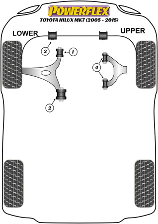 Przednia tuleja dolnego wahacza przedniego 14mm Powerflex Road Series Toyota Hilux Models & Hilux Mk7 (2005-2015) PFF76-801-14
