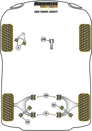 Tuleja tylnego łącznika stabilizatora Powerflex Black Series Alfa Romeo 166 (1999-2007) PFR1-912BLK