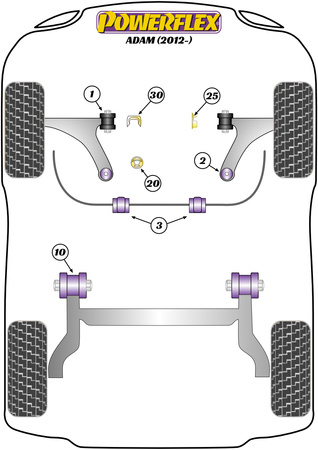 Stabilisatorbuchse vorne 19mm Powerflex Polyurethanbuchse Road Series Vauxhall / Opel Adam (2012-) PFF80-1103-19