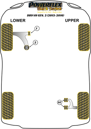 Hintere Querlenkerbuchse vorne unten Powerflex Polyurethanbuchse Black Series Aston Martin DB9 DB9 (2013-2016) PFF2-102BLK