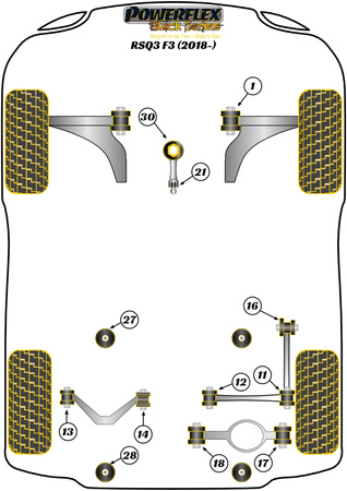 Priekinis apatinis variklio laikiklis hibridinė įvorė (didelė) - vikšras / MSport Powerflex poliuretano įvorė Black Series Audi Q3 / RSQ3 Q3/RSQ3 F3 (2018 on) RSQ3 F3 PFF85-831BLK